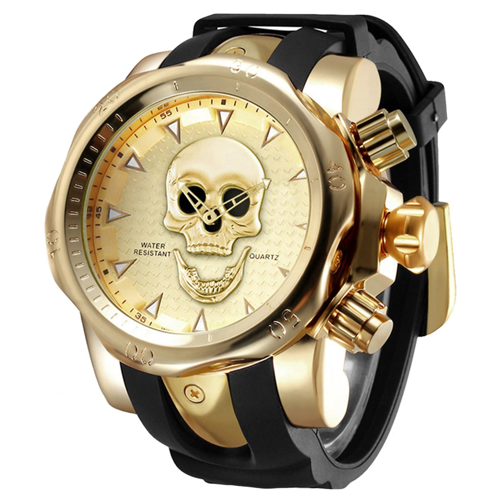 Guldfärgad Dödskalle Klocka