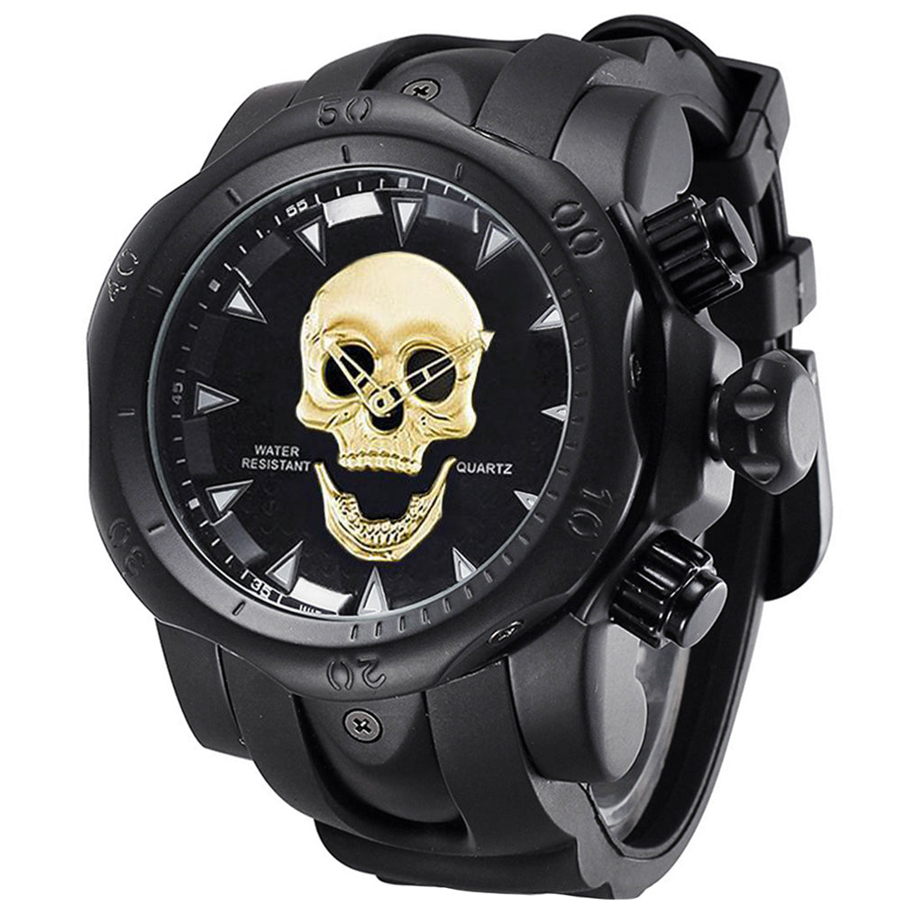 Svart Dödskalle Klocka