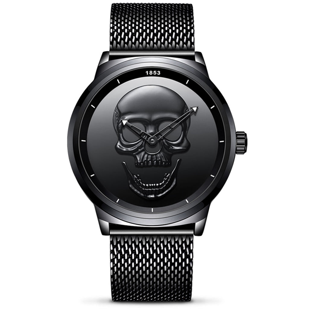 Svart Dödskalle Klocka