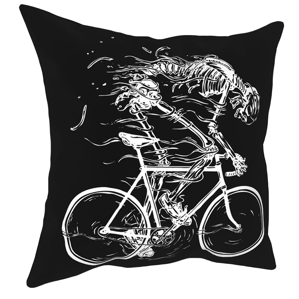 Svart Kudde Skelett På Cykel