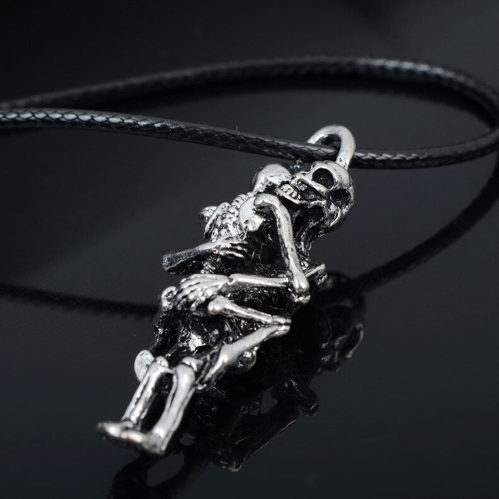 Skelett Halsband Läder