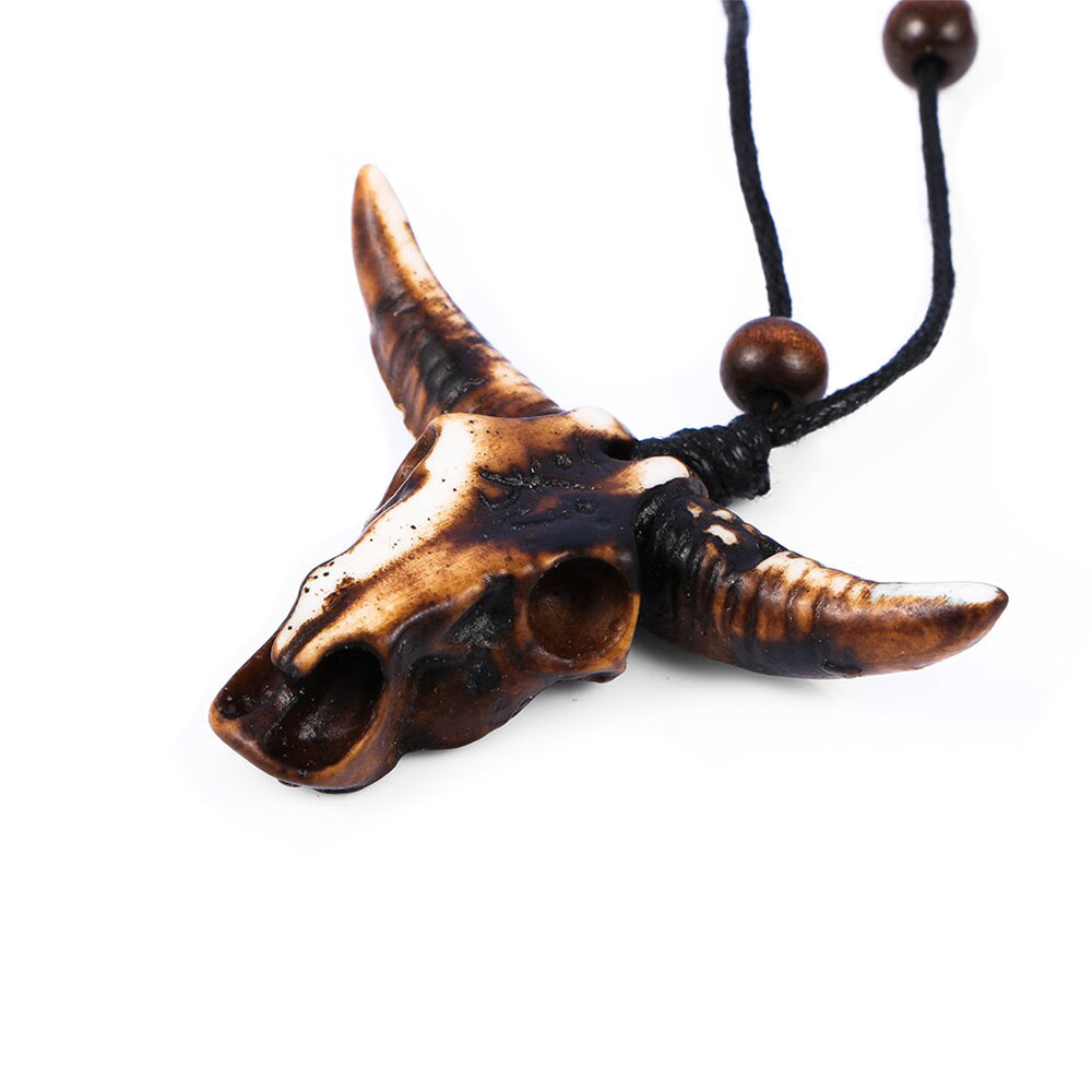 Läder Halsband Med Tjur-Hänge