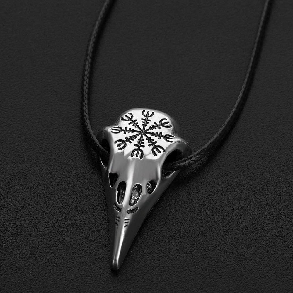 Läder Halsband Med Kråka