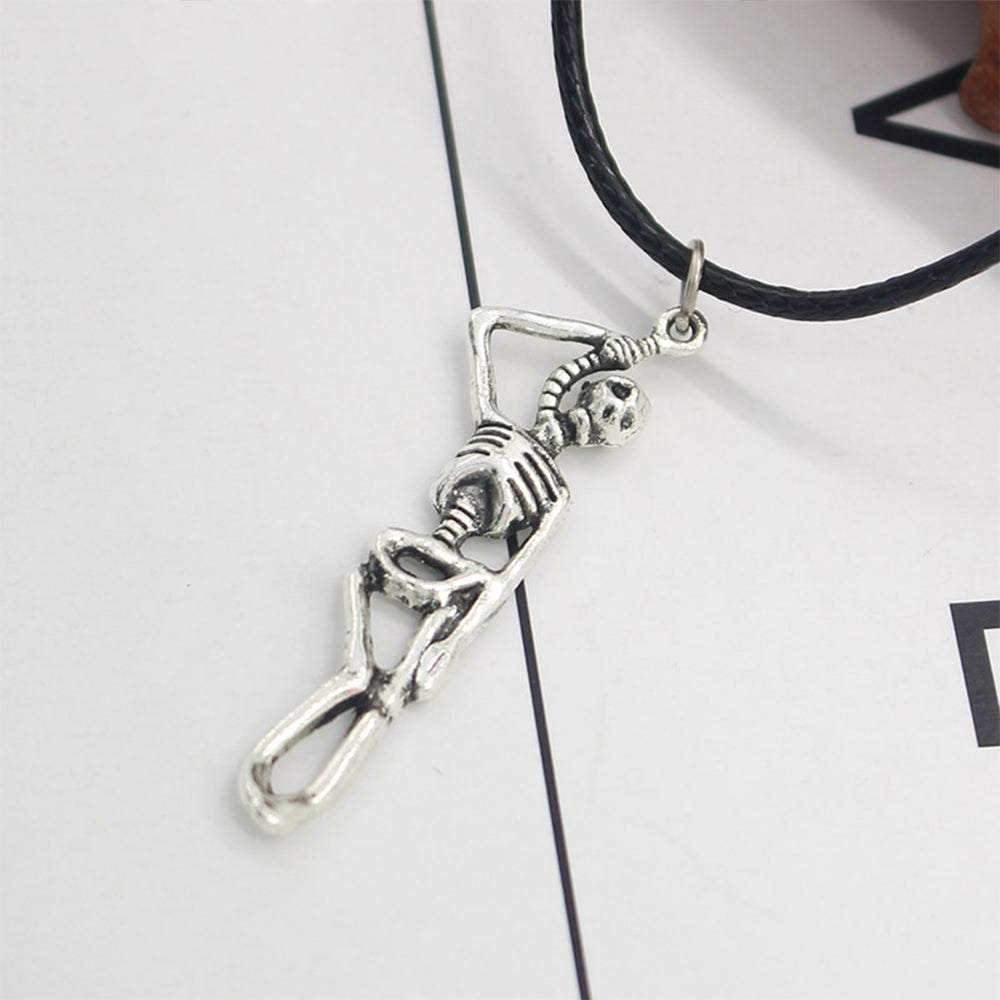 Läder Halsband Med Skelett