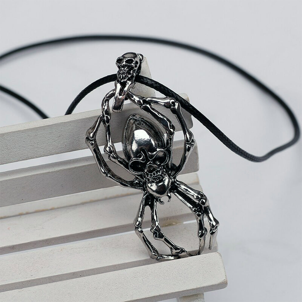 Dödskalle Halsband Med Spindel