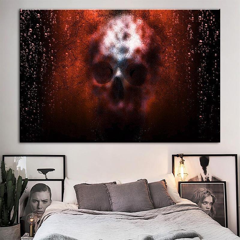 Röd Dödskalle Tavla