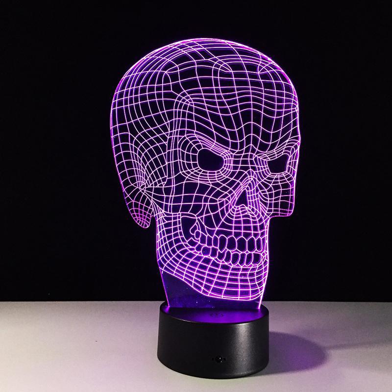 Rosa Dödskalle Lampa LED