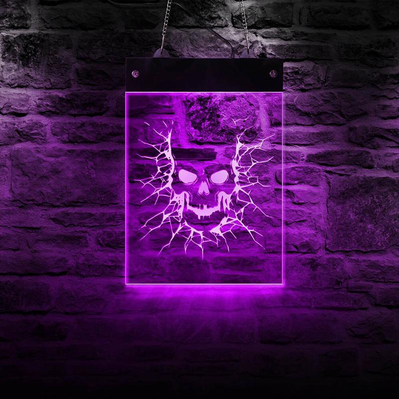 Ljusskylt Lila Dödskalle