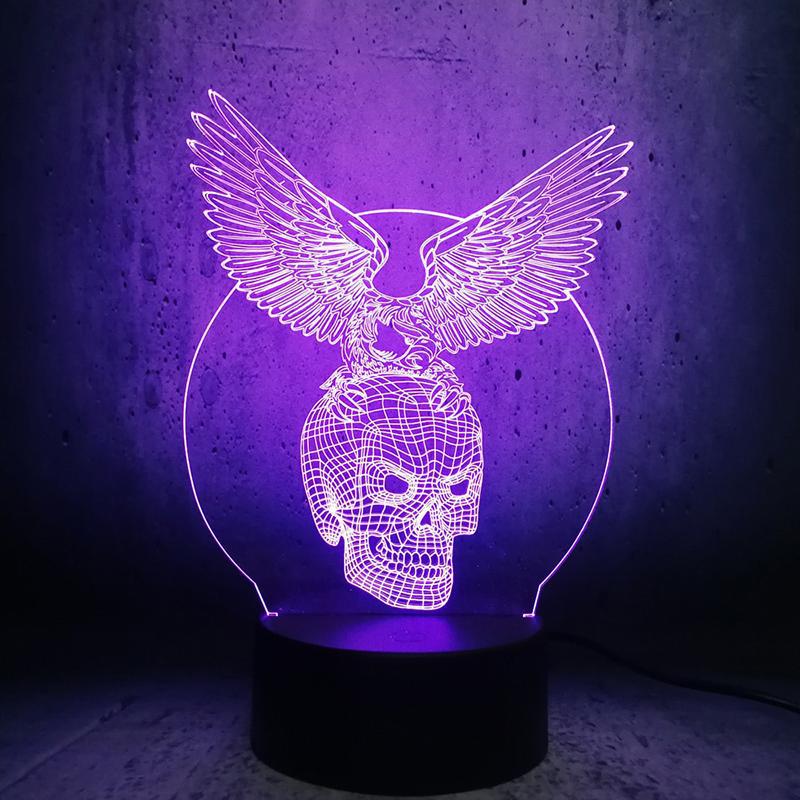 Rosa Dödskalle Lampa Örn