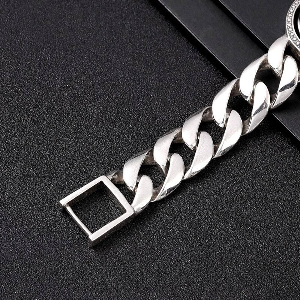 Stort Dödskalle Armband I Silver För Herr