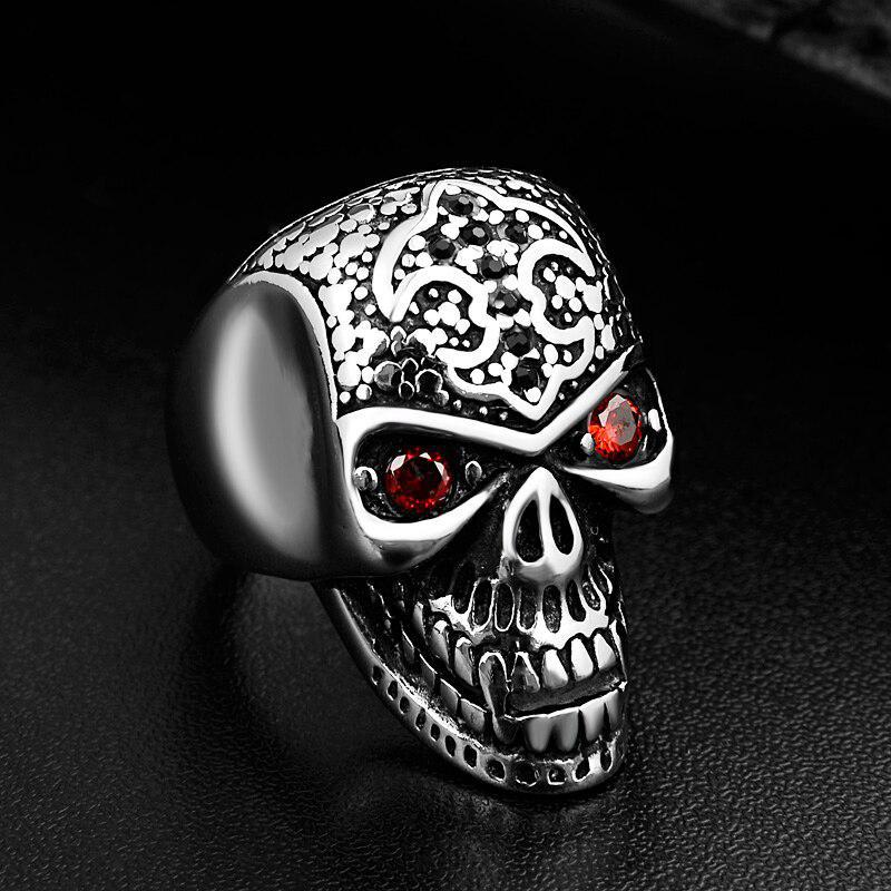 Dödskallering Med Röda Ögon (Stål)