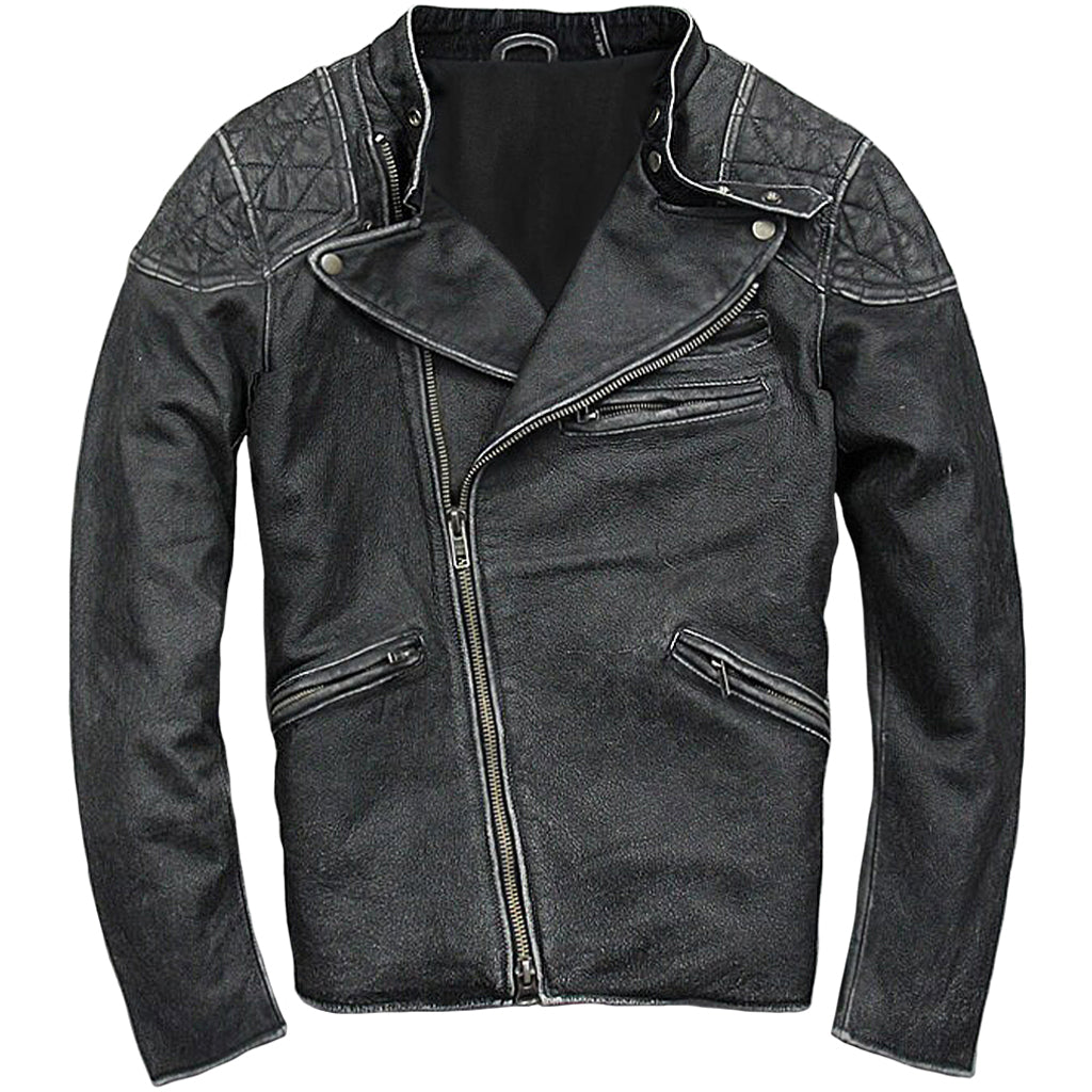 Grå MC Skinnjacka Med Dödskalle