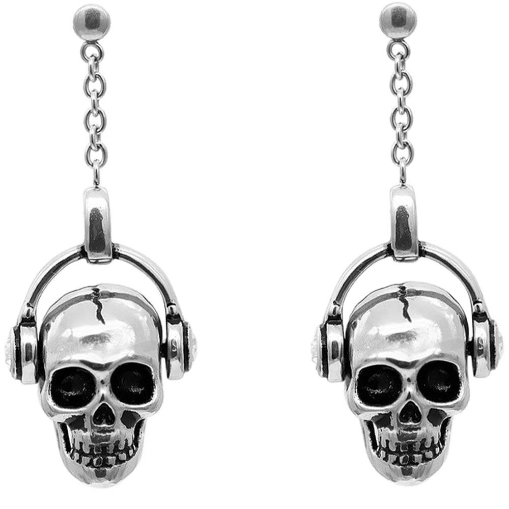 Örhängen Dödskalle Med Hörlurar