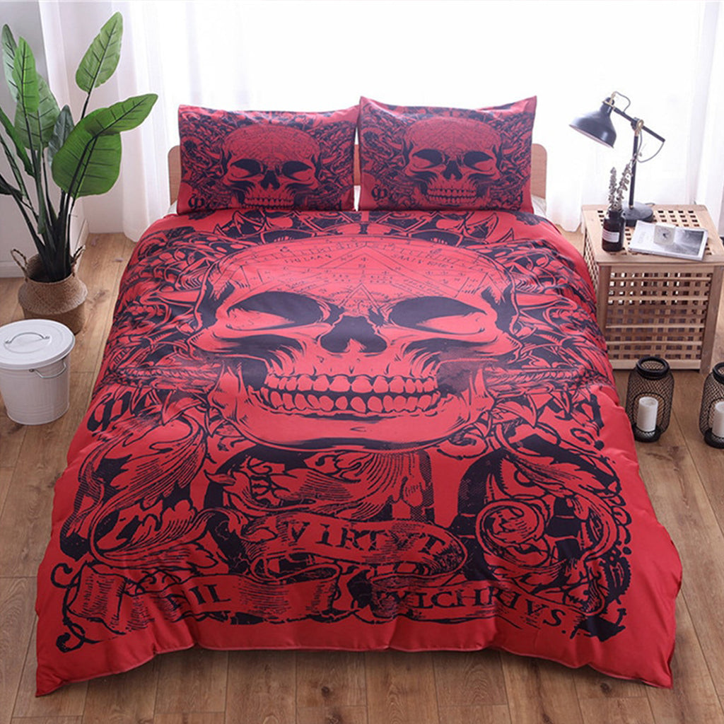 Röda Dödskalle Påslakan