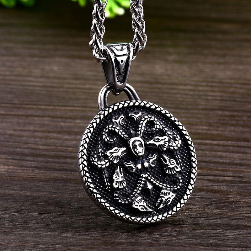 Dödskalle Halsband Medusa Amulett (Stål)