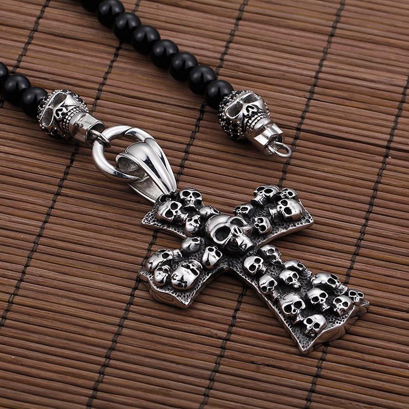 Dödskalle Halsband Gothic Krucifix (Stål)