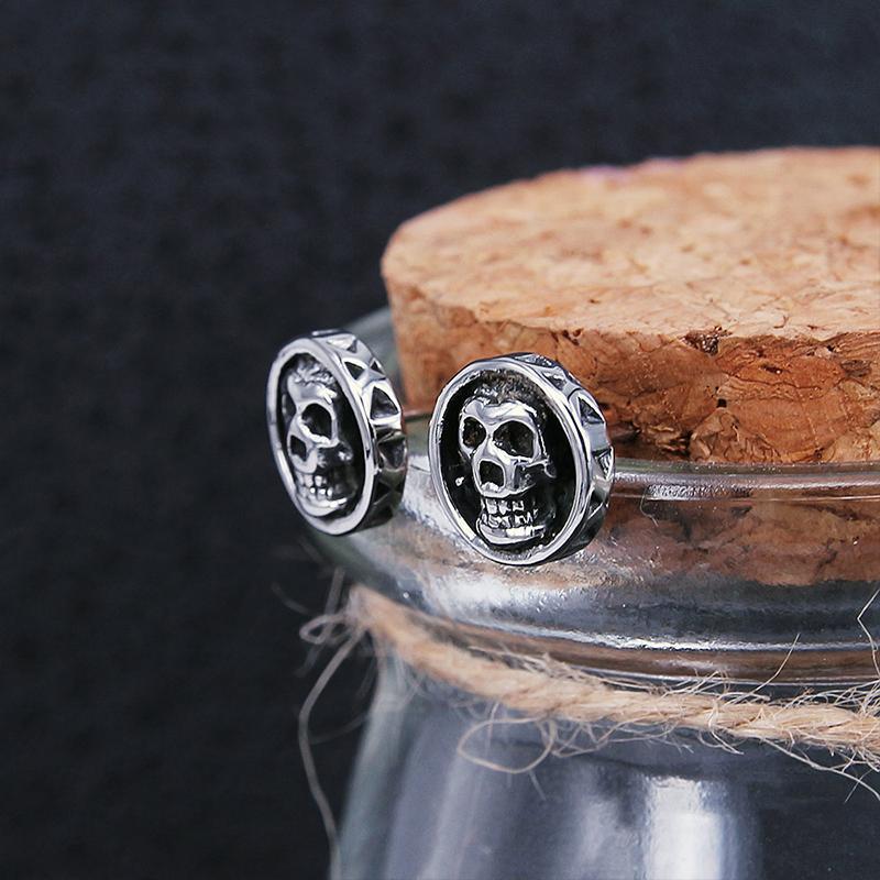 Svarta Dödskalle Örhängen (Stål)