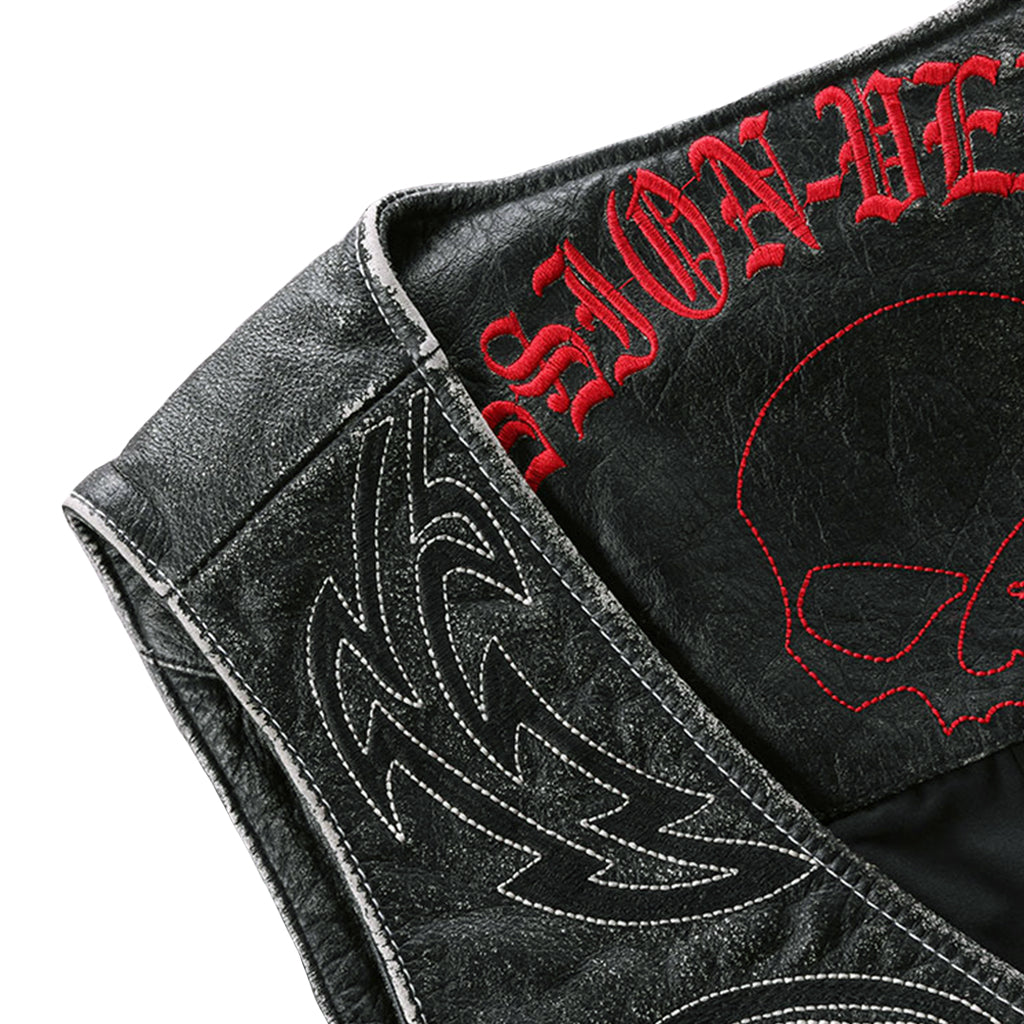 Retro Biker-Väst Med Dödskalle Patch