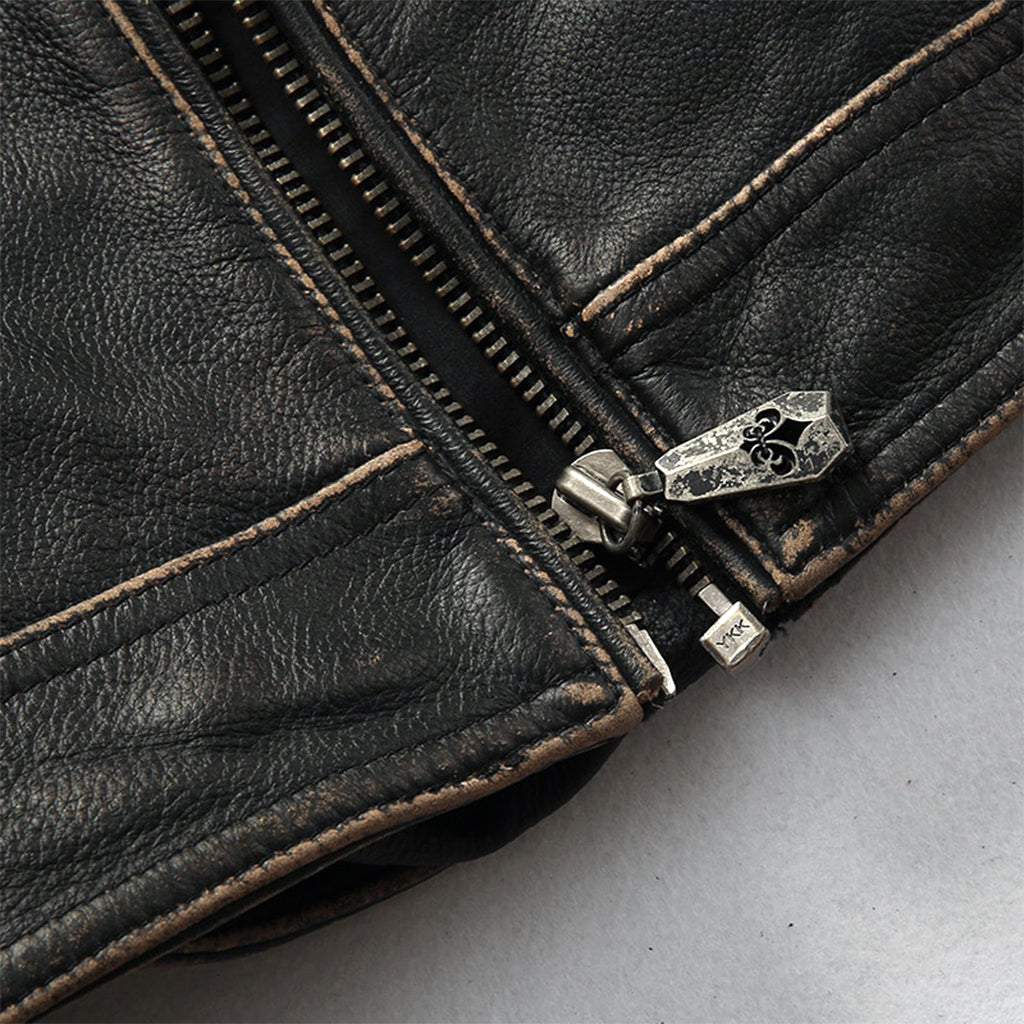 Tuff Biker Skinnjacka Med Dödskalle