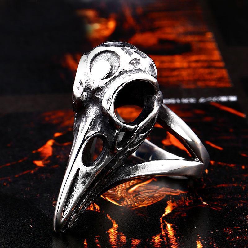 Dödskallering Crow Skull (Stål)