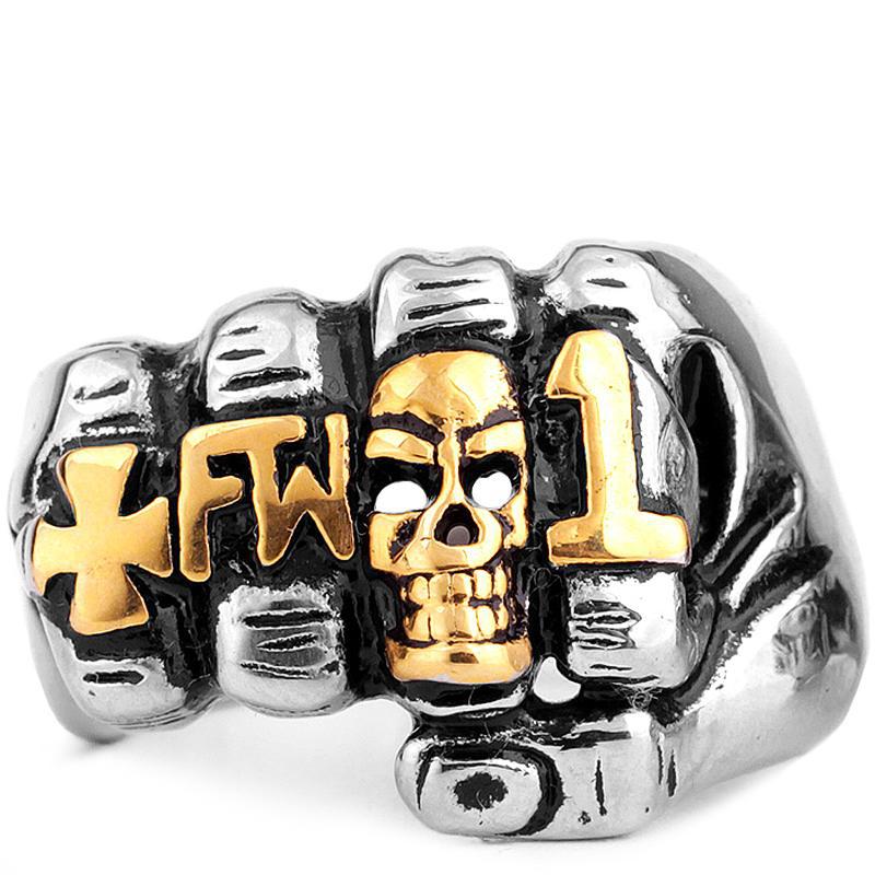 Dödskallering Knytnäve Guldstål