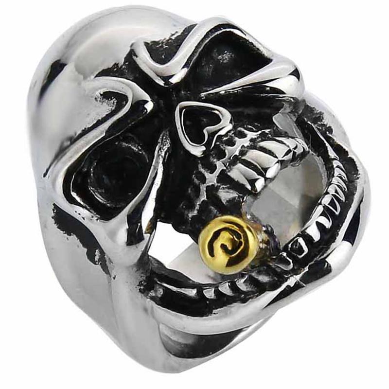 Ring Dödskalle Med Cigarett