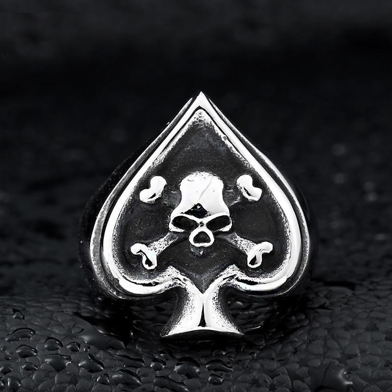 Ring Dödskalle Poker Stål