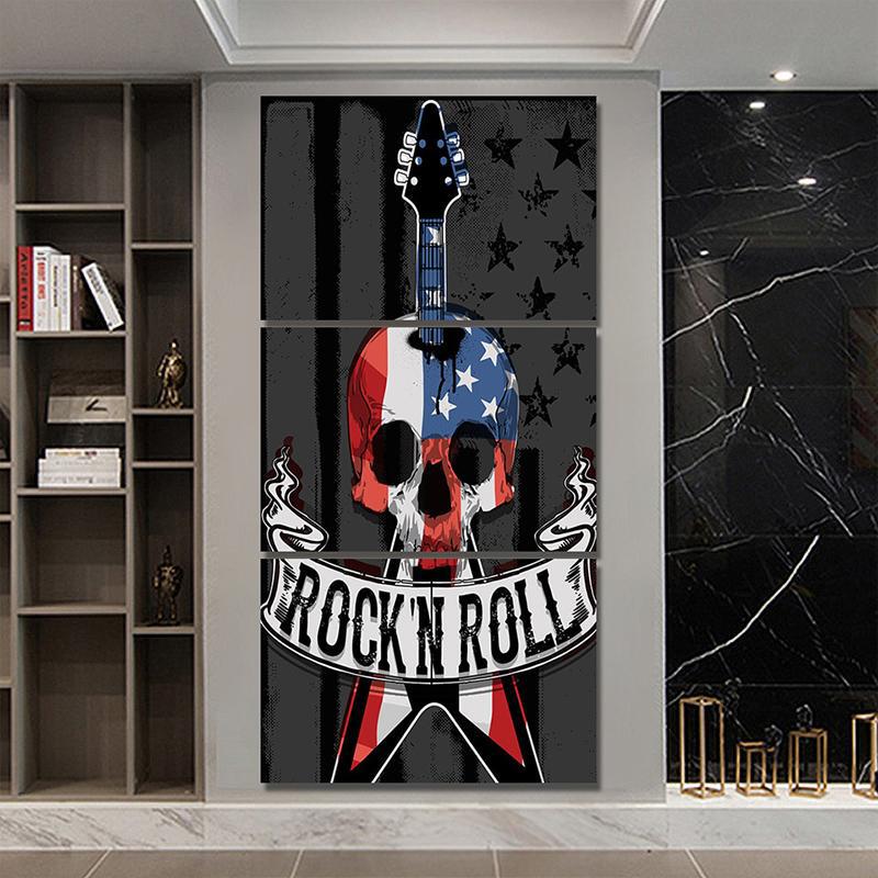 Dödskalle Canvastavla Rock And Roll