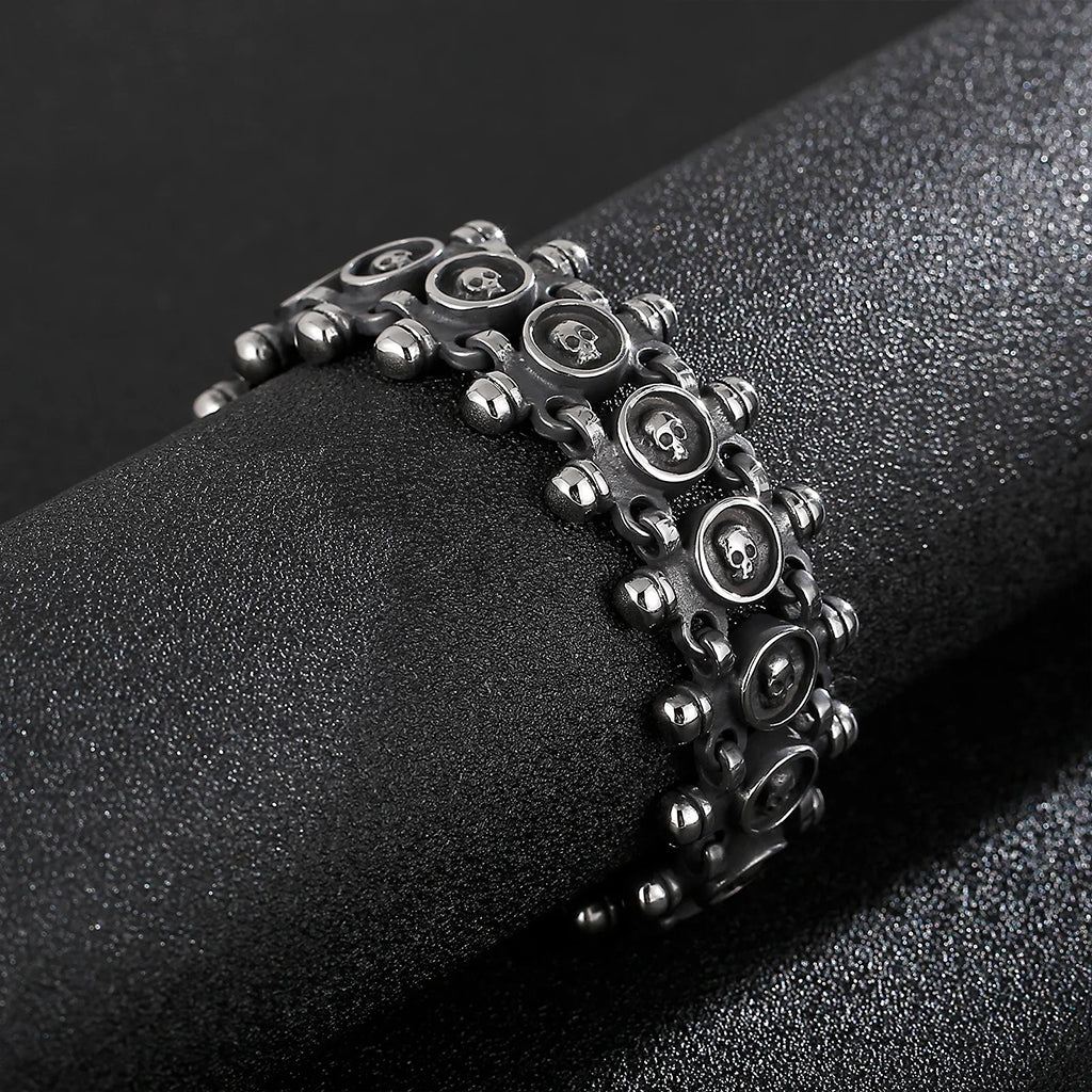Dödskalle Armband Biker Skull Chain (Stål)