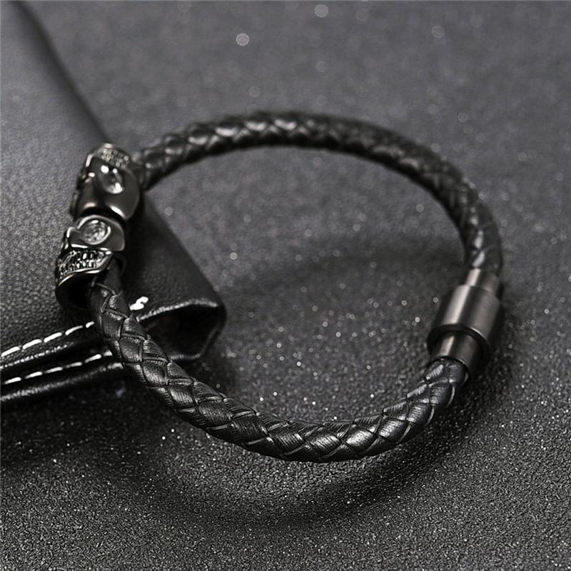 Dödskalle Armband Läder