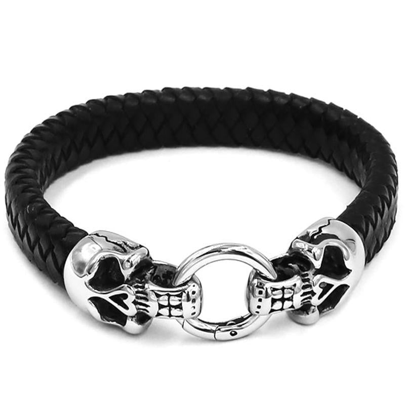 Dödskalle Armband Svart Läder