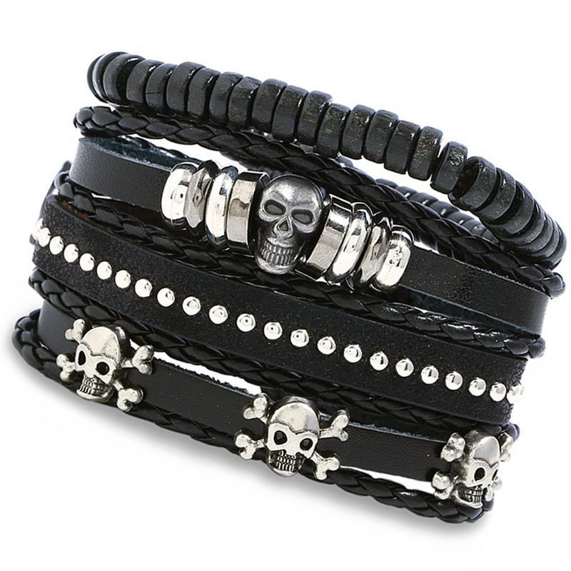 Läderarmband Pirat Kranium