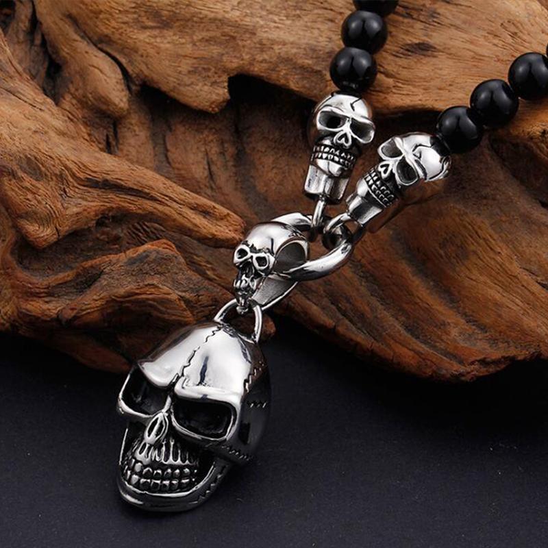 Dödskalle Halsband Sprucket Kranium (Stål)