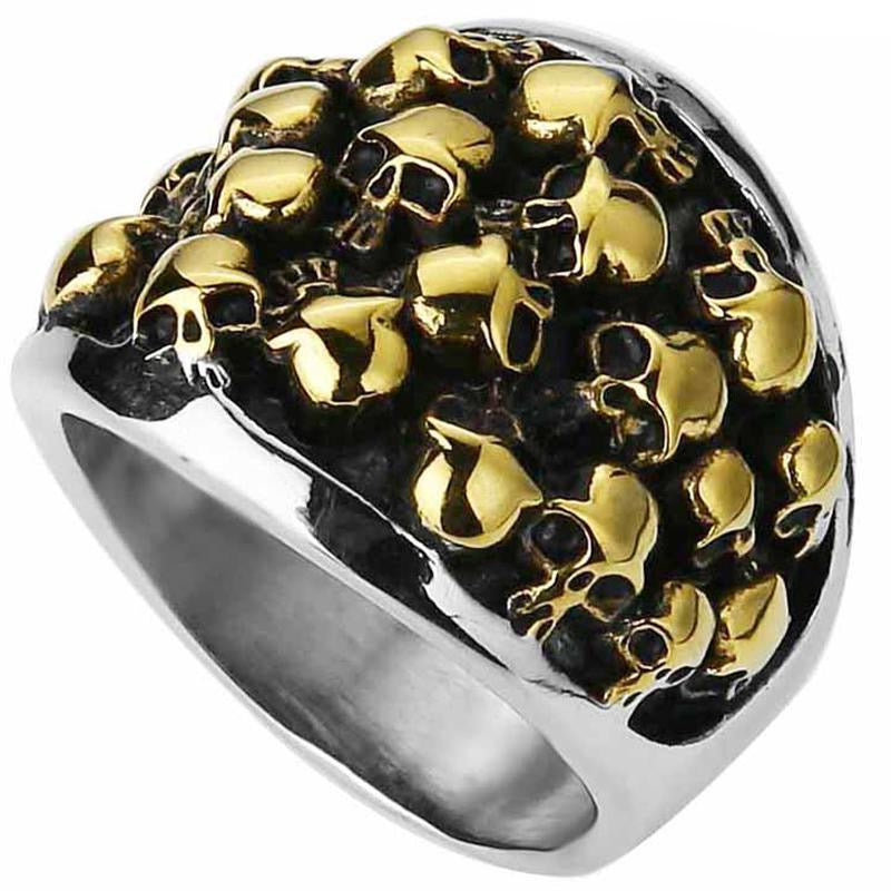 Gotisk Dödskalle Ring I Stål