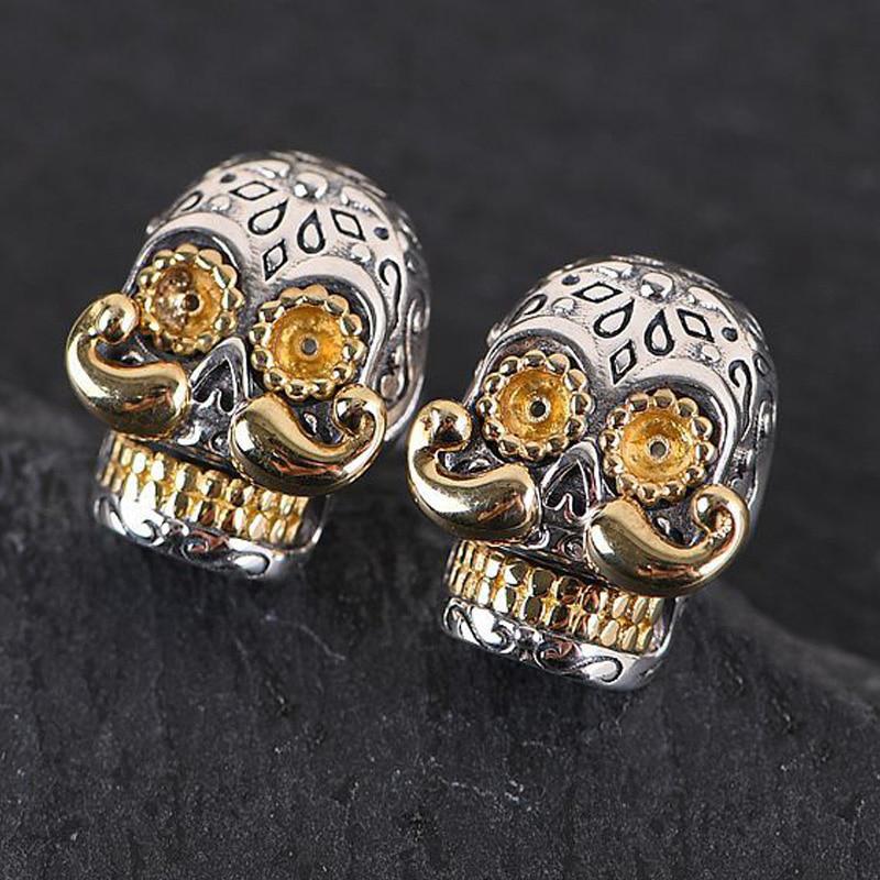 Dödskalle Örhängen Calavera Beard Skulls (Silver)