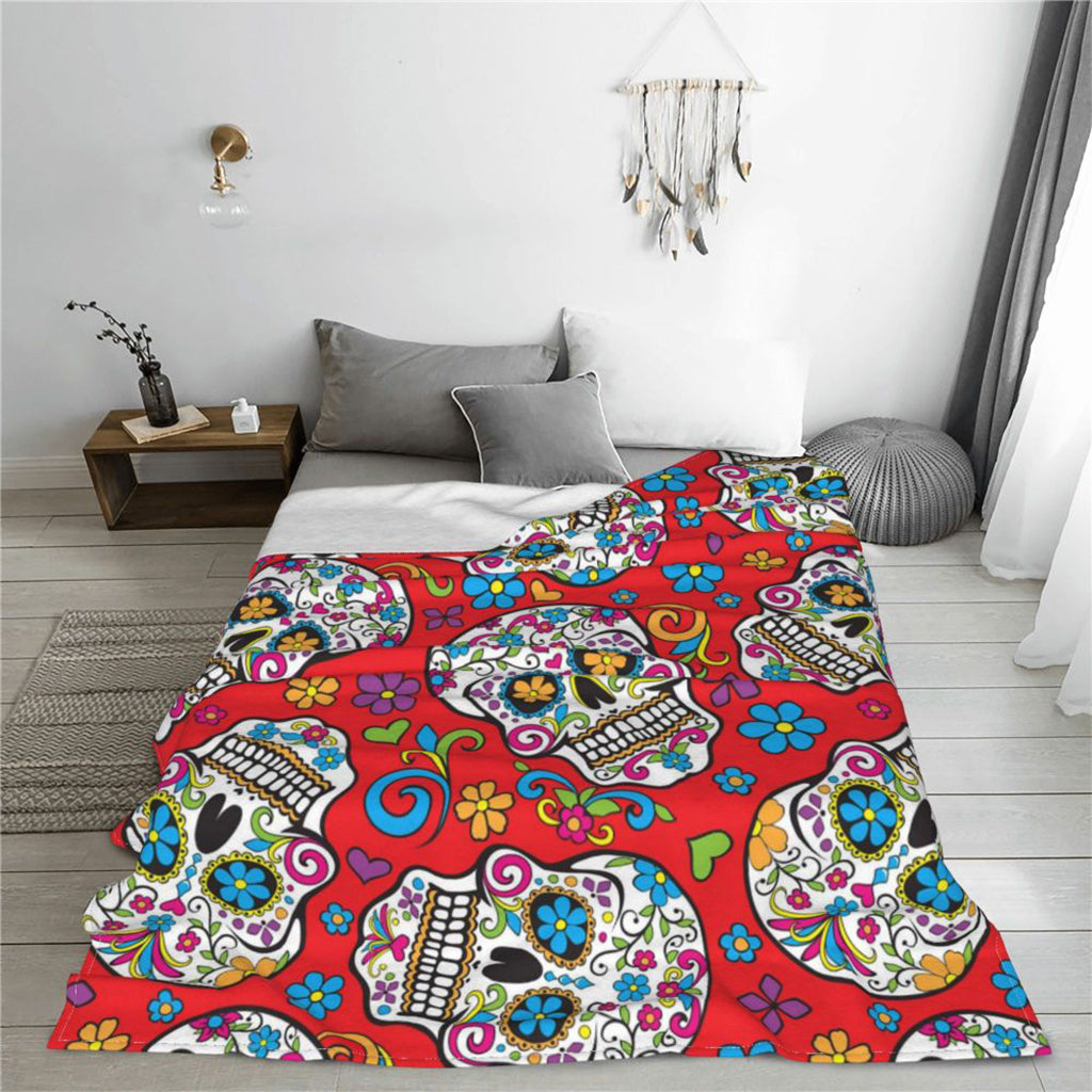 Röd Dödskalle Filt