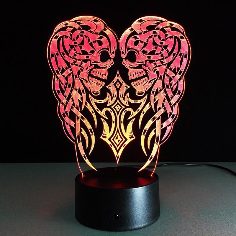 Röd Dödskalle Lampa Hjärta