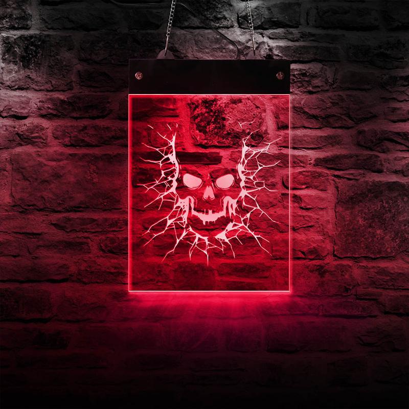 Röd Dödskalle Ljusskylt