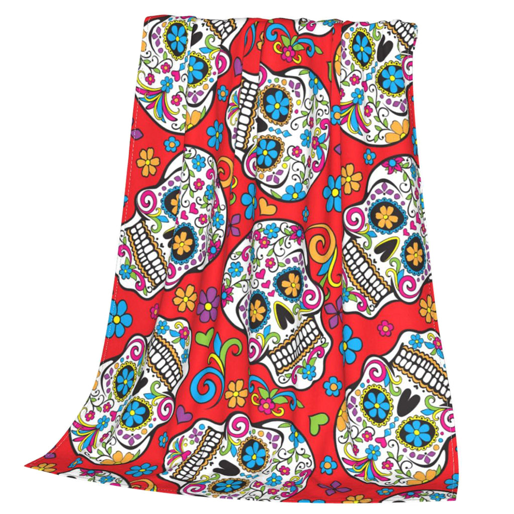 Röd Pläd Med Mexikanska Dödskallar