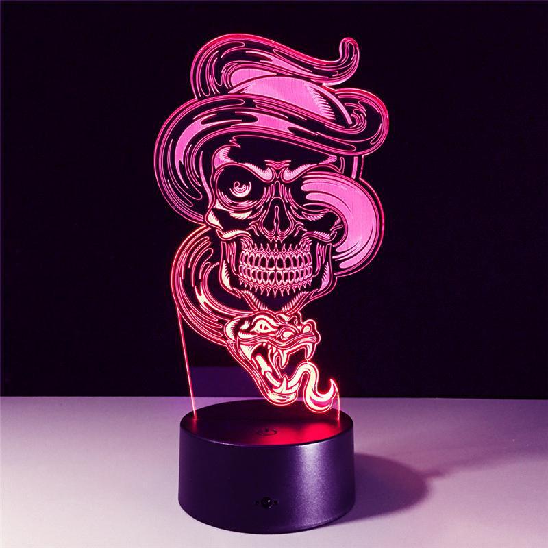 Rosa Dödskalle Orm Lampa