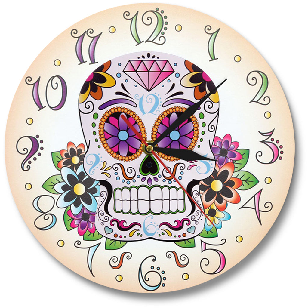 Rund Väggklocka Sugar Skull