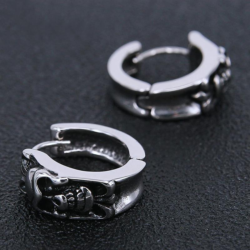 Runda Dödskalle Stålörhängen