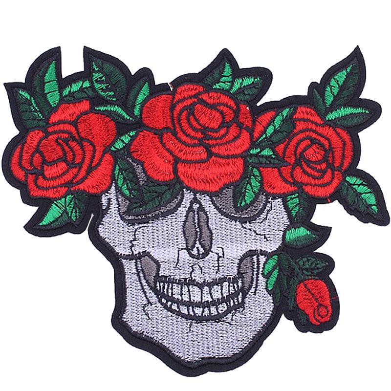 Ryggmärke Dödskalle Med Rosor