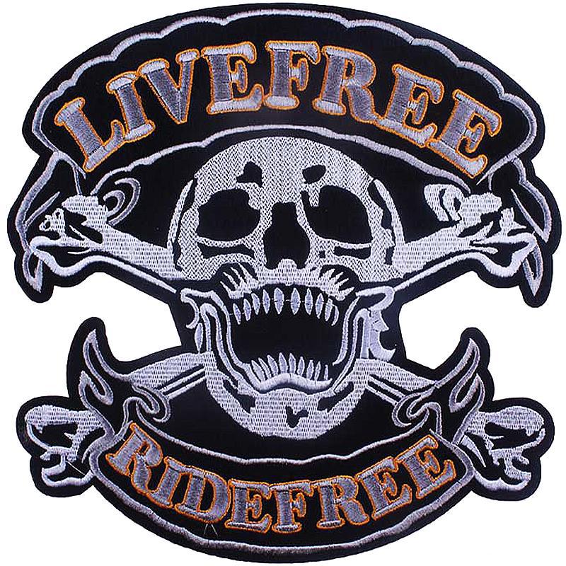 Dödskalle Ryggmärke Live Free Ride Free