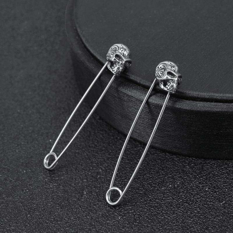 Dödskalle Örhängen Säkerhetsnål (Stål)