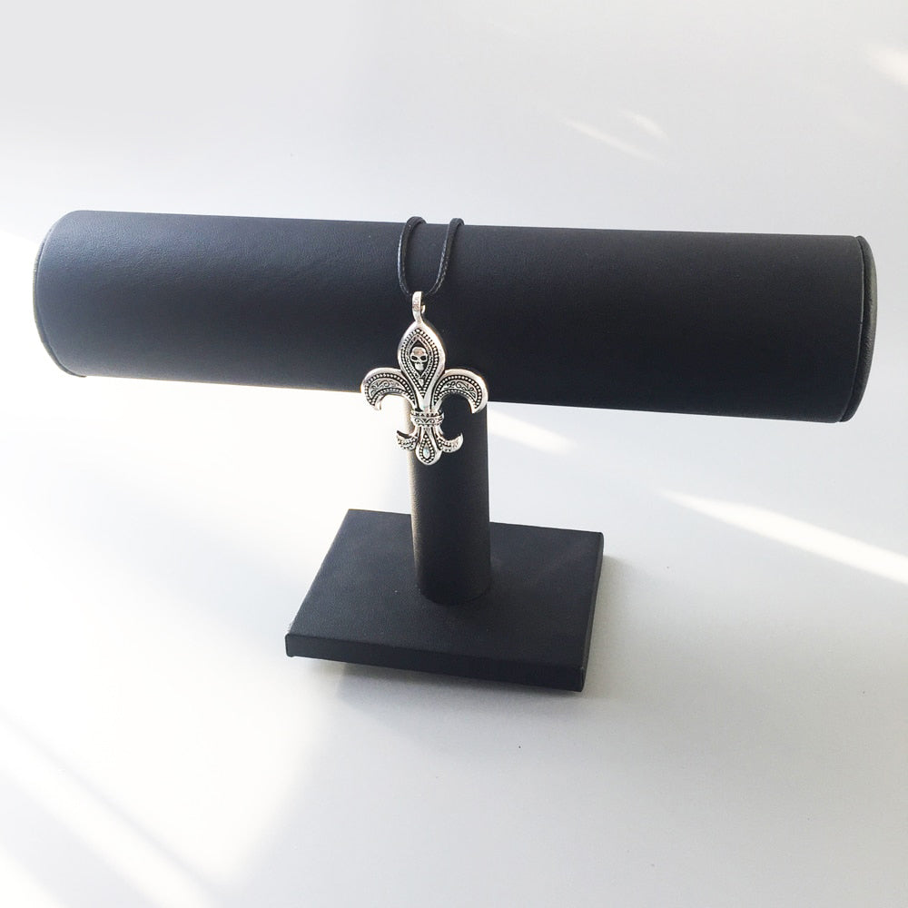 Dödskalle Halsband (Silver) Heraldisk Lilja