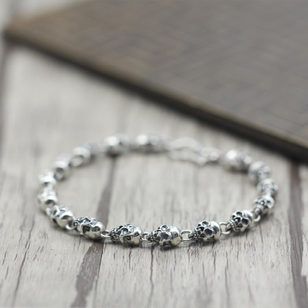 Herrarmband Silver Med Dödskallar