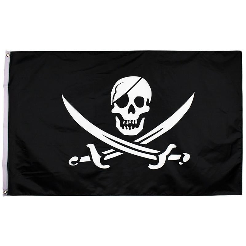 90x150cm Jack Rackham Schädel Knochen Piraten Flagge