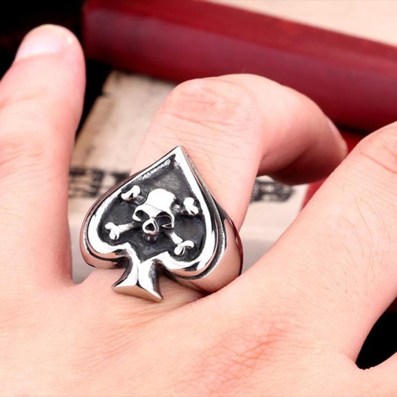 Dödskallering Poker Ace Of Spades (Stål)