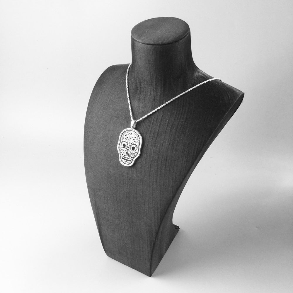 Silver Halsband Med Dödskalle Mask